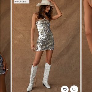 12th tribe PIPPA SILVER DISCO SEQUIN MINI DRESS